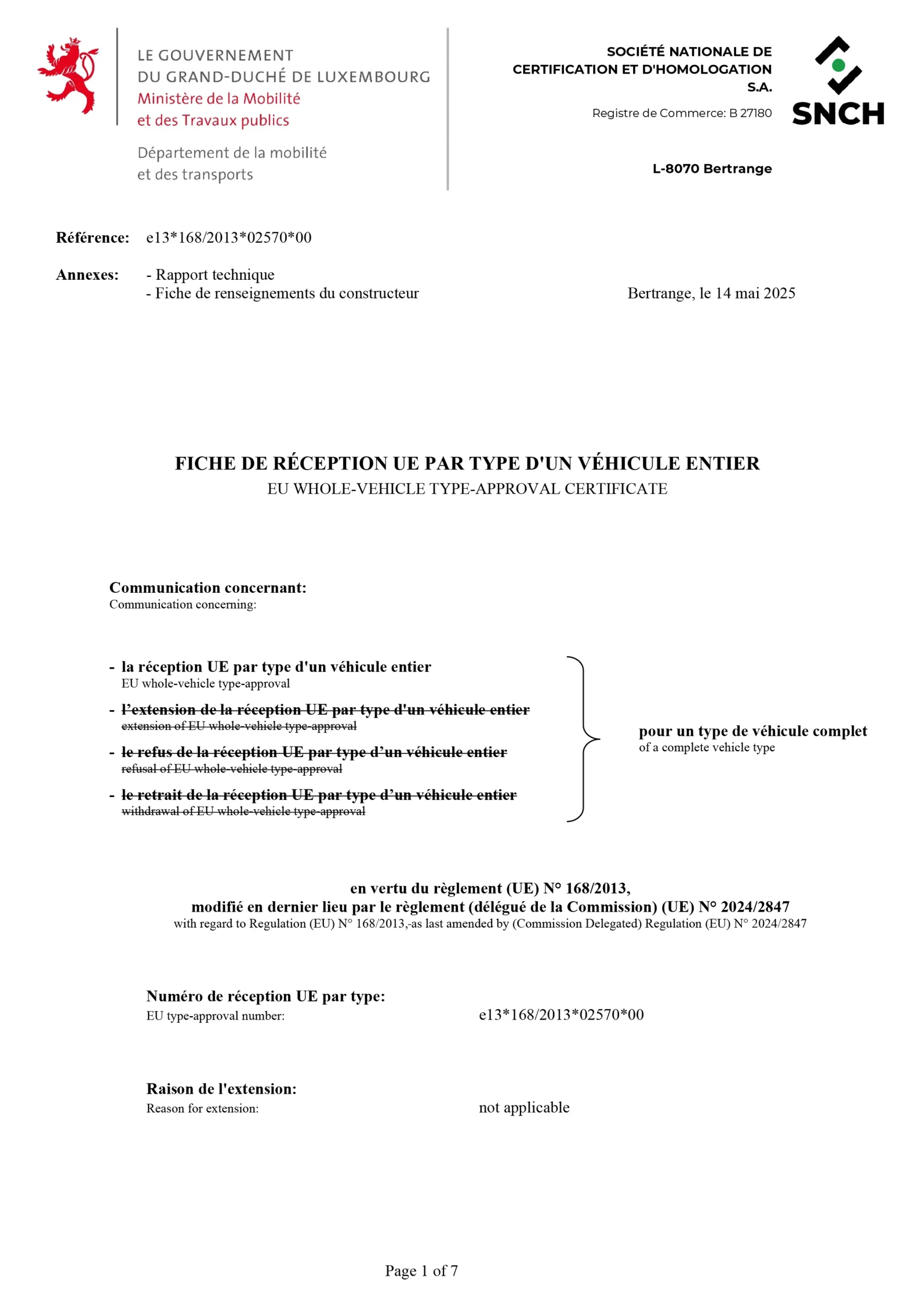 EU type-approval e13*168/2013*02570*00